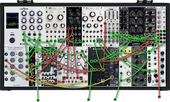 Live set up, rings as feedback loop, o-coast as kick and side chain