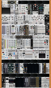 Volkskabinett 16U x 120HP (with 1U to 3U adaptor) + two Pod64x skiffs + passive routing pod + hacker pod