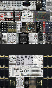 Silver/Black Amalgamod 1-4, Mutable Elby 6U 84hp 6-7 + NiftyCase 8 Lion/Maths (2022-07-06 actual configuration)