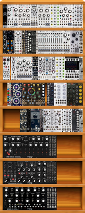 Current rig - excluding the minibrute 2S. (Bottom three rows are in a separate rack, to the left)