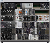 2 Moogs &amp; A-100 (projected w/full 4 moog rows temp w/spectraphon 3/12/25)