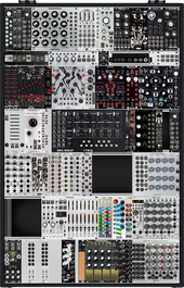 104hp, top: MDLR 10u, mid: Make Noise 3u, bottom: Dark Modular 6u