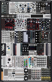 104hp, top: MDLR 10u, mid: Make Noise 3u, bottom: Dark Modular 6u