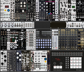 OLD ARCHIVE - 4 ROWS CURRENT RACK - 7u intellijel case plus 3u 104hp with ESDM and drums