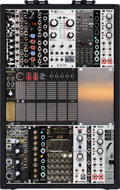 Current rack - 1st row, primary gear, 2nd row, controllers (actual rack size is. 32hp)